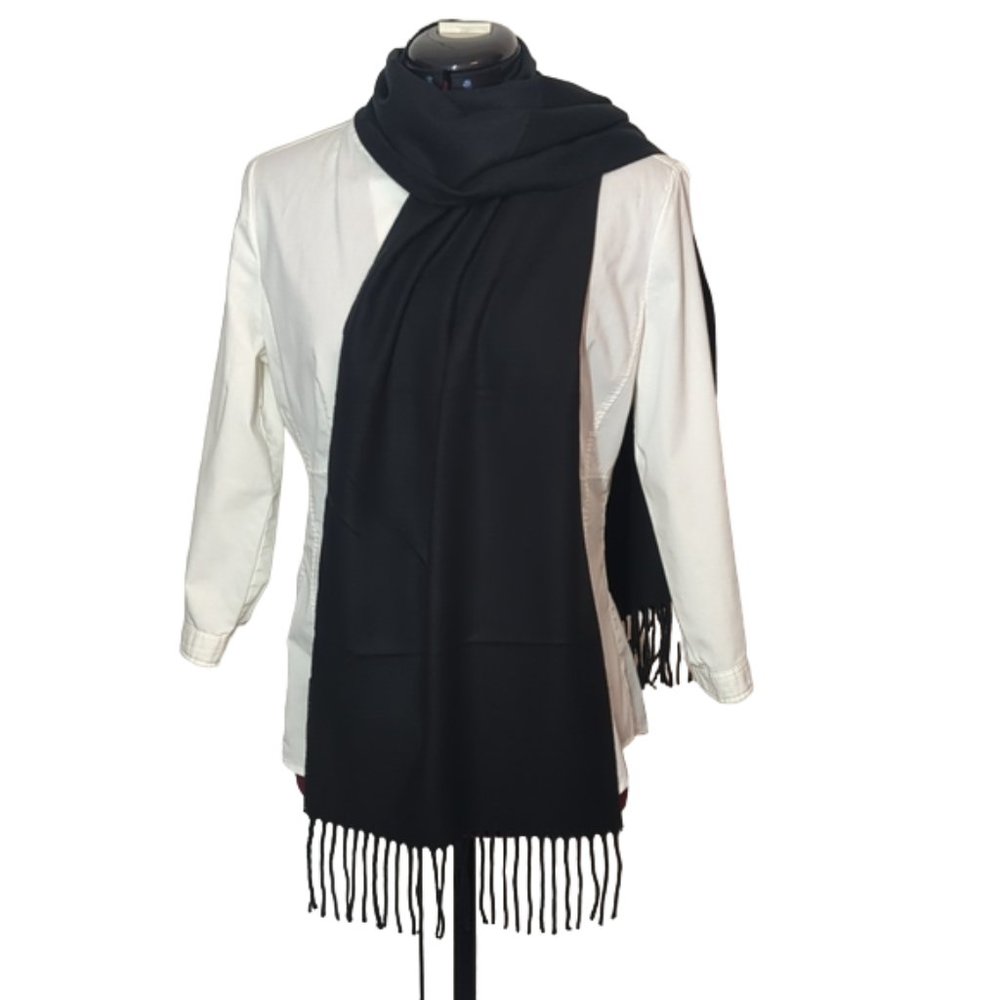 Black Fringe Scarf - NWOT